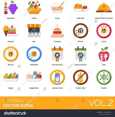 Catering Icons Lunch Restaurant Food Meal Stock Vector (Royalty Free ...