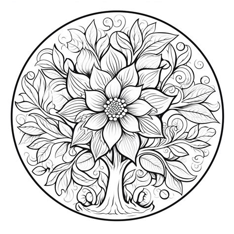 Fruits And Trees Of Tu Bishvat Mandala - Coloring Page