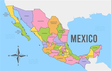 Premium Vector | Flat Mexico Map with Border Line