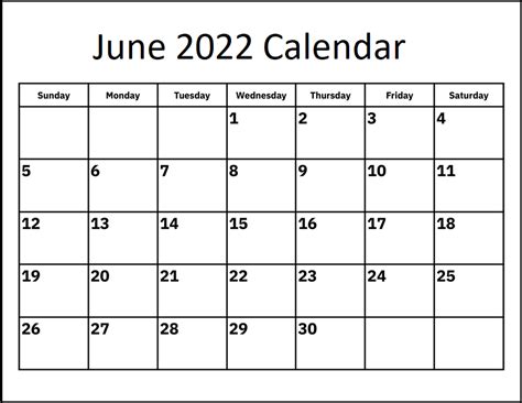 June 2022 Calendar | Calendar Dream