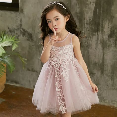 Girls Dress Mesh Sleeveless Children Wedding Birthday Party Dresses ...