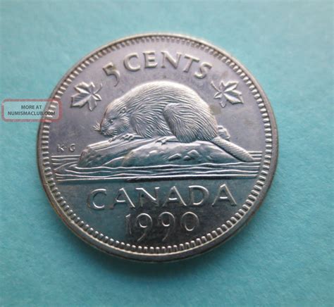 Rare Canadian 5 Cent Coin 1990 Small Bare Belly Error Circulated