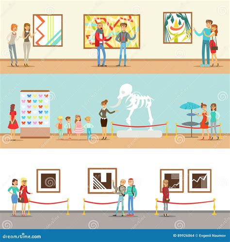 Art Museum Visitors Flat Vector Illustration. Modern Picture Exhibition ...