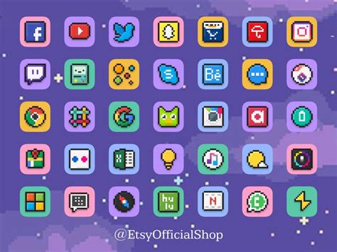 900 Icons 8-bit App Icon I Aesthetic iPhone Ios Retro Theme Pixel 8bit Icon Packs Aesthetic 8 ...