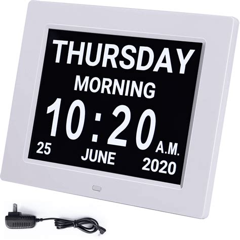 Digital Calendar Alarm Day Clock - with 8" Large Screen Display, am pm ...