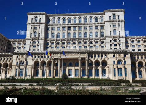 The Palace of the Parliament, Palatul Parlamentului, in Bucharest, Romania is a multi-purpose ...