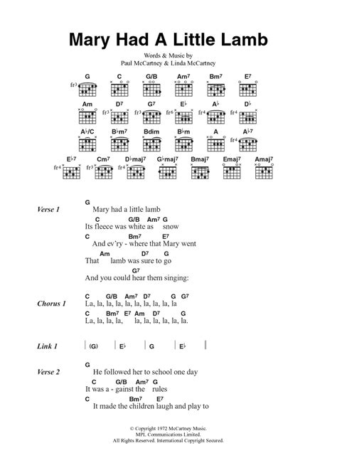 Mary Had A Little Lamb by Wings - Guitar Chords/Lyrics - Guitar Instructor