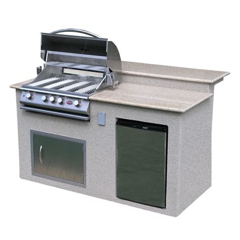 Cal Flame Outdoor Kitchen 4-Burner Barbecue Grill Island with Refrigerator-e6016 - The Home Depot