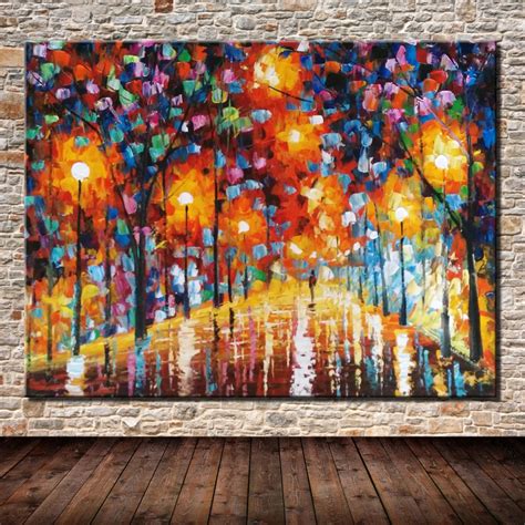 Hand Painted The Bright Light Paintings Palette Knife Landscape Oil Painting On Canvas Modern ...