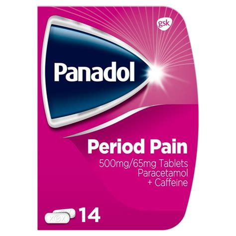 Diet info for Panadol Period Pain 500mg Paracetamol Caffeine Pain Relief Tablets - Spoonful