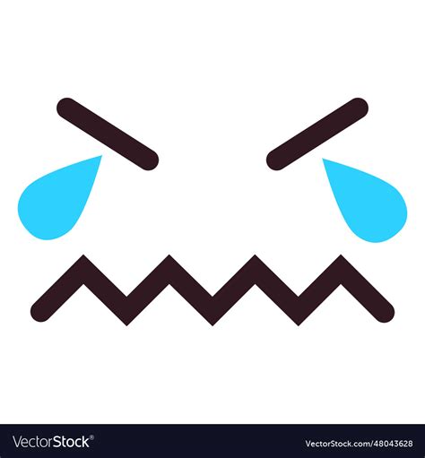 Crying emoticon face flat Royalty Free Vector Image