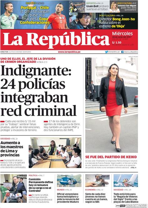 Periódico La Republica (Perú). Periódicos de Perú. Edición de miércoles ...