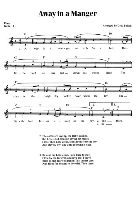 AWAY IN A MANGER Easy Sheet music | Easy Sheet Music