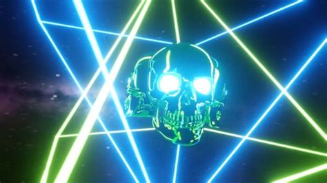 3d Rendering Neon Skulls Halloween Background Stock Footage Video (100% ...