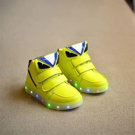 Free Shipping Children Shoes With Light 2016 New LED Pu Children Girls ...