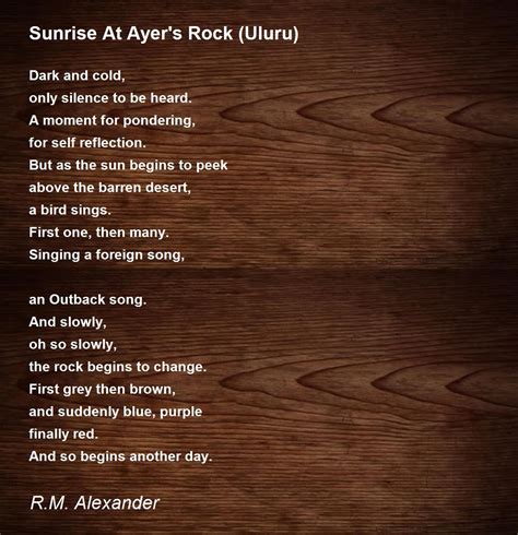 Sunrise At Ayer's Rock (Uluru) - Sunrise At Ayer's Rock (Uluru) Poem by R.M. Alexander