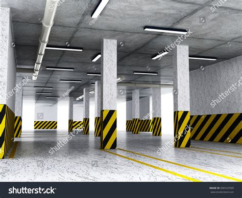 Indoor Car Parking Yellow Lines 3d Stock Illustration 500167939 ...