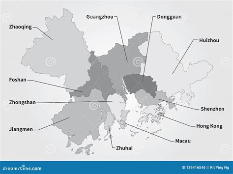 China Greater Bay Area Map In Gray Vector Illustration | CartoonDealer ...