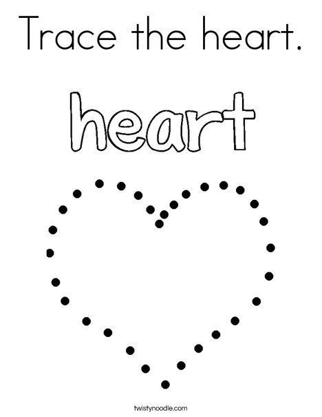 Trace the heart Coloring Page - Twisty Noodle | Shape worksheets for preschool, Heart coloring ...