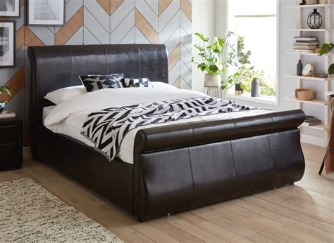 Detroit Black Bonded Leather End Drawer Super King Bed Frame 6’0 Super ...