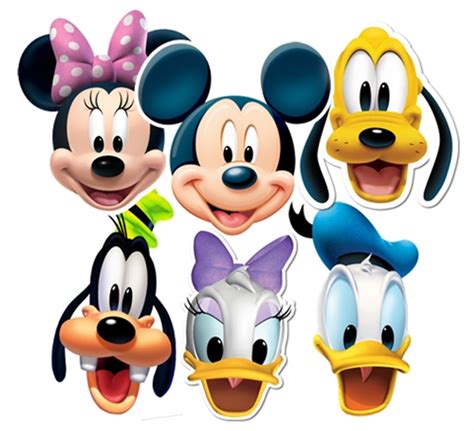 Lot de 6 masques pour le visage Mickey Mouse et ses amis (Mickey, Minnie, Donald, Dingo, Pluto ...