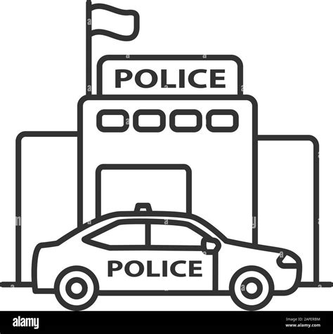 Police department building linear icon. Thin line illustration. Contour ...