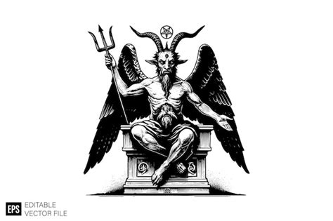 Dark art devil vector character design black and white illustration ...