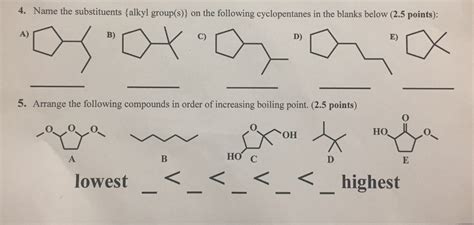 Solved 4. Name the substituents {alkyl group(s)} on the | Chegg.com