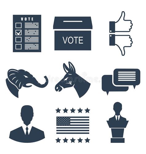 Elections, Campaign and Voting Set Signs. Symbols Vote of USA Editorial Image - Illustration of ...