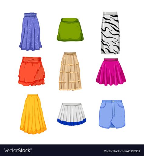 Skirt fashion set cartoon Royalty Free Vector Image