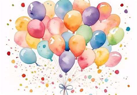 Watercolor Birthday Balloons Free Stock Photo - Public Domain Pictures