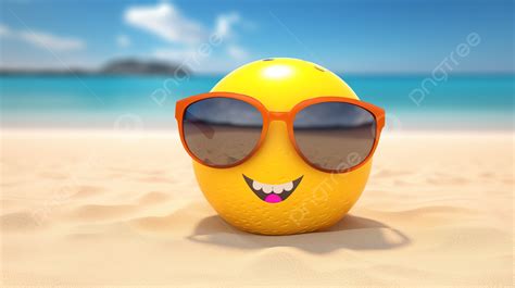 Kartun Lemon Dengan Kacamata Hitam Duduk Di Pantai, Emoji 3d Dengan Kacamata Hitam, Konsep ...
