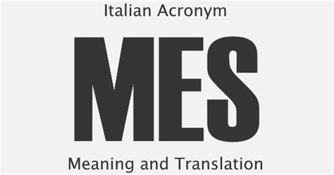 What Does Acronym MES Stand For in Italian?