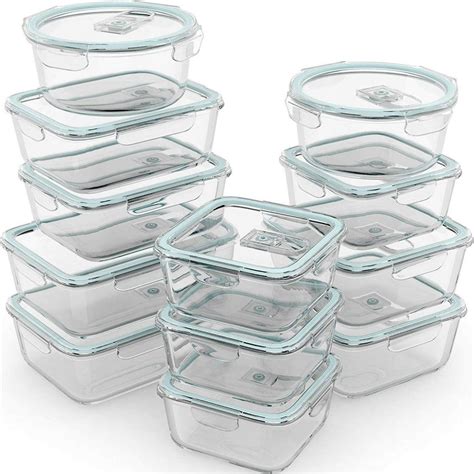 Razab 24 Piece Glass Food Storage Containers w/Airtight Lids ...