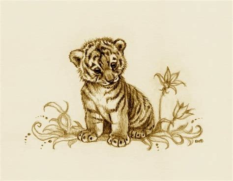 Cute Tiger Outline Tattoo