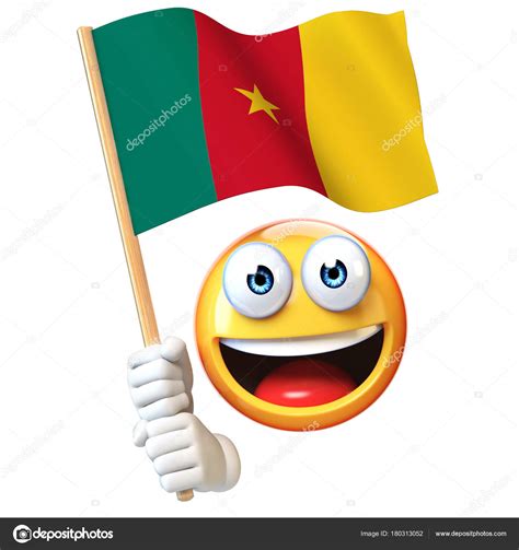 Emoji Holding Cameroon Flag Emoticon Waving National Flag Cameroon Rendering — Stock Photo ...