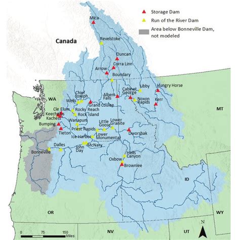 Dams in the Columbia River Basin that are included in the ColSim Model ...