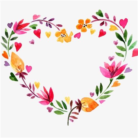 watercolor flower,wreath,heart-shaped wreath,valentine\'s day,watercolor,flower,heart-shaped ...