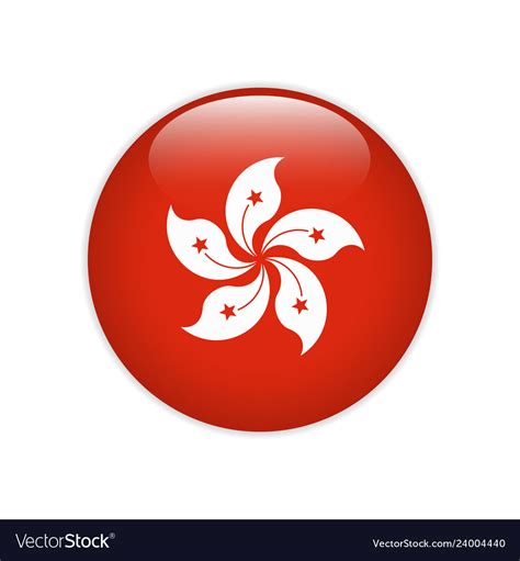 Hong kong flag on button Royalty Free Vector Image