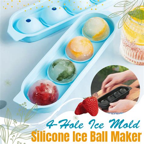 Sueea Silicone 4-Ball Ice Ball Maker Mold Ice Cube Mold