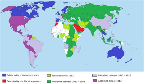 Monarchies throughout modern history and when they where abolished ...