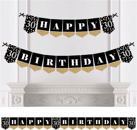 Adult 30th Birthday – Gold – Birthday Party Bunting Banner – Happy ...