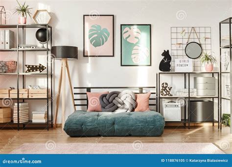 Futon in living room stock image. Image of floor, interior - 118876105