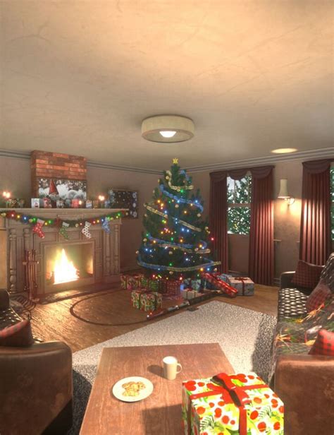 Cozy Christmas Living Room – Render-State