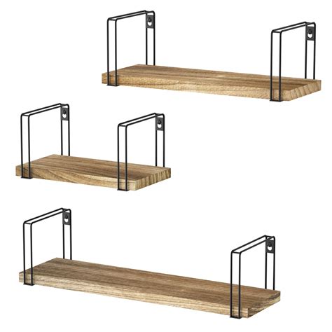 Buy SRIWATANA Rustic Floating Shelves, Hanging Shelves Wall Set of 3, 17 Inch Wood Shelves for ...