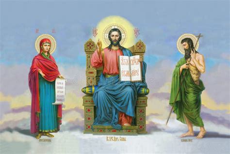 Orthodox Icon of Jesus Christ on the Throne. Deesis Stock Illustration - Illustration of icon ...