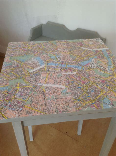 Decoupage table top using maps | Decoupage table, Table, Home decor