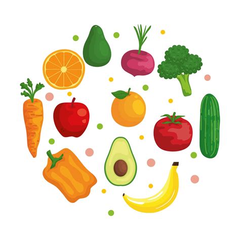 fresh vegetables and fruits healthy food 1932081 Vector Art at Vecteezy