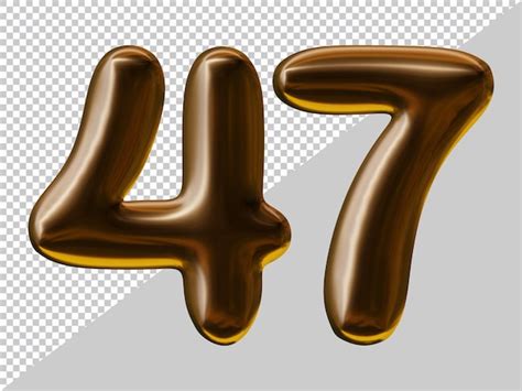 Premium PSD | Number 47 design with balloon style in 3d render