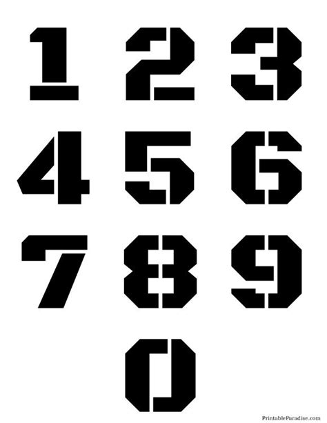 Printable Stencils for Numbers 0-9 on One Page | Number stencils, Numbers typography, Stencils ...